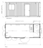 6 Meter langer, als Büro ausgestatteter Container mit Küche und Toilette – Bild 6