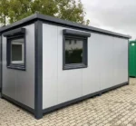 Bürocontainer mit Sonnenschirm – 6 x 2,40 Meter – Neu